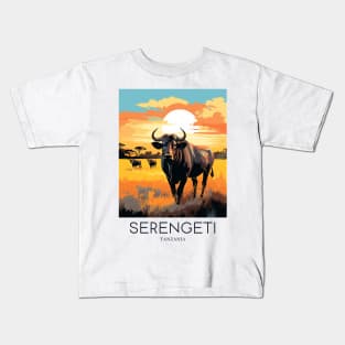 A Pop Art Travel Print of the Serengeti National Park - Tanzania Kids T-Shirt